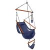 Oxford Cloth Hardwood With Cup Holder Wooden Stick Perforated 100kg Seaside Courtyard Oxford Cloth Hanging Chair Blue RT - blue