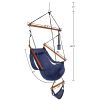 Oxford Cloth Hardwood With Cup Holder Wooden Stick Perforated 100kg Seaside Courtyard Oxford Cloth Hanging Chair Blue RT - blue