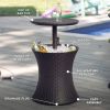 Patio Furniture Rattan Style Patio Beverage Cooler Bar Table - Gray - Beverage Cooler Bar Table