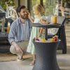 Patio Furniture Rattan Style Patio Beverage Cooler Bar Table - Gray - Beverage Cooler Bar Table