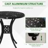 Antique Cast Aluminum Outdoor 30" With Umbrella Hole Round Patio Dining Table - Black - 30 Inch