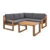 3-Piece Patio Sectional Set Acacia Wood and Grey Cushions Ideal for Outdoors and Indoors - Gray