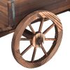 Wood Wagon Planter Pot Stand with Wheels - Fir wood