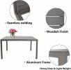 6 Person Outdoor Dining Table, Patio Rectangle Aluminum Table, Gray - KM0612