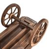 Wood Wagon Planter Pot Stand with Wheels - Fir wood