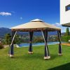 2-Tier 10 x 10 Feet Patio Shelter Awning Steel Gazebo Canopy - as show