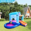 Elephant Inflatable Castle Blue Bounce House w/ Slide Ball Pool and 350W Blower - elephant