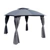 10x10 Ft Outdoor Patio Garden Gazebo Canopy, Outdoor Shading, Gazebo Tent With Curtains - Grey