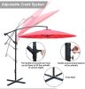 9 Ft Offset Hanging Market Patio Umbrella w/Easy Tilt Adjustment for Backyard, Poolside, Lawn and Garden, Red - KM3843