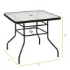 Outdoor Garden Lawn Pool Deck High Dining Bistro Table Tempered Glass Top with Umbrella Hole - As the pic show - 32 Inch