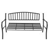 Free shipping 51" Patio Park Garden Outdoor Bench Patio Porch Chair Vintage Backyard Seat Furniture Iron Frame Black YJ - black