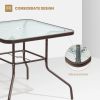 Outdoor Garden Lawn Pool Deck High Dining Bistro Table Tempered Glass Top with Umbrella Hole - As the pic show - 34 Inch