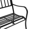 Free shipping 51" Patio Park Garden Outdoor Bench Patio Porch Chair Vintage Backyard Seat Furniture Iron Frame Black YJ - black