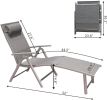 Aluminum Outdoor Folding Reclining Adjustable Patio Chaise Lounge Chair with Pillow for Poolside Backyard and Beach Set of 2 - Grey