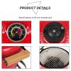 13in Round Ceramic Charcoal Grill XH - Orange Red