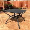 Square Aluminum Outdoor Dining Table for Lawn Backyard Garden - Dark Brown