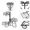 Garden Flower Stand Rack, Plant Pot&Planter Metal Holder with 4 Tiers Corner Decor Display Plant Stand Indoor Outdoor for Garden Home RT - black