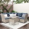 Outdoor Patio 4-Piece All Weather PE Wicker Rattan Sofa Set with Adjustable Backs for Backyard, Poolside, Gray - Gray