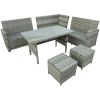 6-Piece Patio Furniture Set Outdoor Sectional Sofa with Glass Table, Ottomans for Pool, Backyard, Lawn - Gray