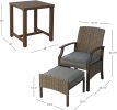 SR Outdoor Patio Chairs Set of 2 with Ottoman and Coffee Table 5 Piece Outdoor Patio Furniture Set for Porch,Balcony,Backyard,Poolside - Dark Grey