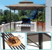 8x5 Outdoor Grill Gazebo 2-Tier Vented BBQ Canopy Steel Frame, Brown - Brown