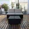 Large Size Rattan Patio Coffee Tables  - black