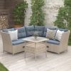 Outdoor Patio 4-Piece All Weather PE Wicker Rattan Sofa Set with Adjustable Backs for Backyard, Poolside, Gray - Gray