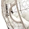 Patio Wicker Swing Egg Chair Basket Rattan Teardrop Hanging Lounge Chair with Stand and Cushions - Beige