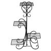 Garden Flower Stand Rack, Plant Pot&Planter Metal Holder with 4 Tiers Corner Decor Display Plant Stand Indoor Outdoor for Garden Home RT - black